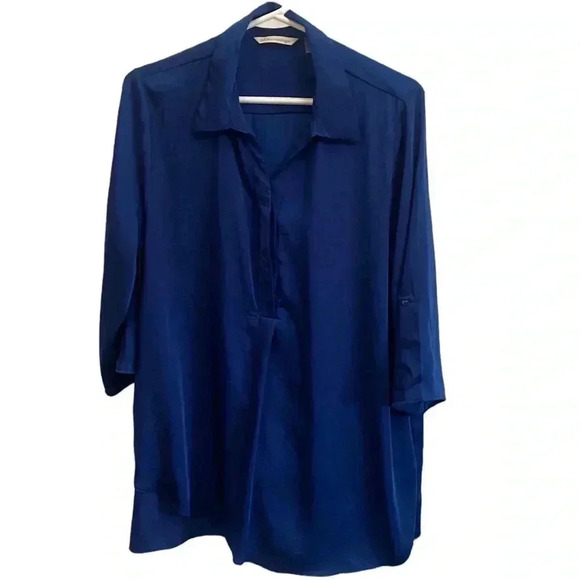 Soft Surroundings Satin Lightweight Popover Blouse - Picture 1 of 5